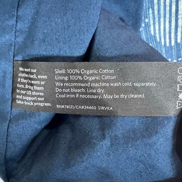 Eileen Fisher Hand Printed 100% Organic Cotton Indigo Blazer Jacket Cropped XS - Picture 3 of 8